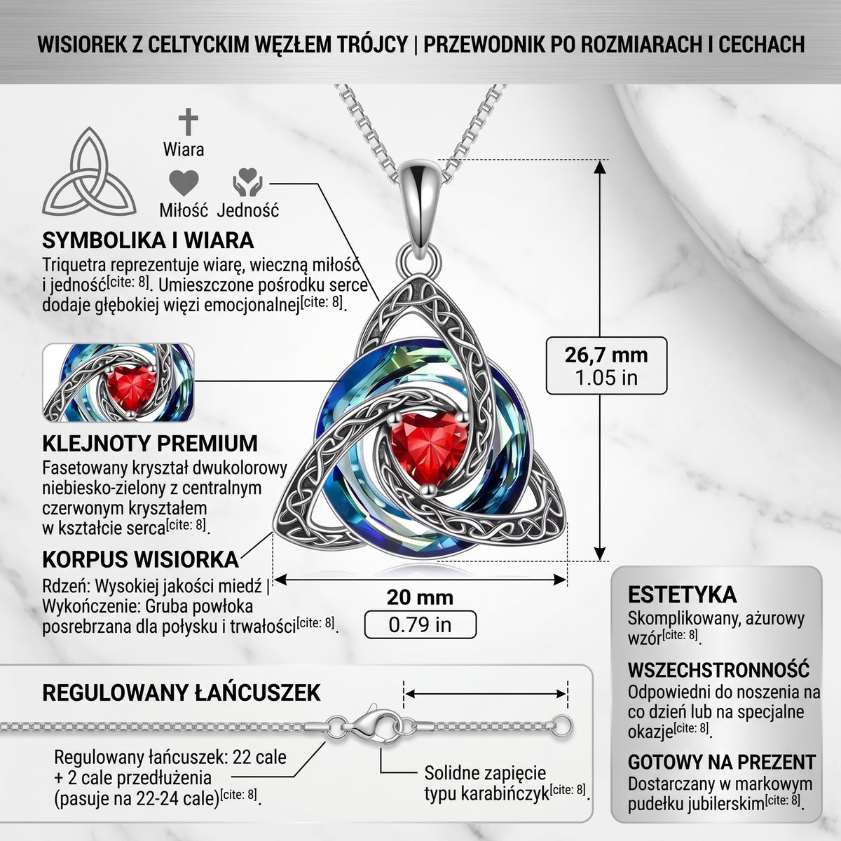 Naszyjnik Węzeł Czarownicy – Grudzień (Tanzanit)